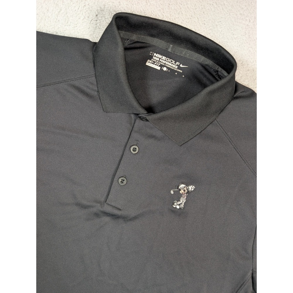 Nike Golf Disney Parks Mickey Mouse Dri-FIT Polo Shirt Black Mens L 509167-010